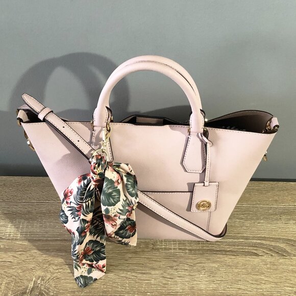 Michael Kors Greenwich Pink Leather Grab Bag Satchel Crossbody Tote MSRP $358 - Picture 6 of 13